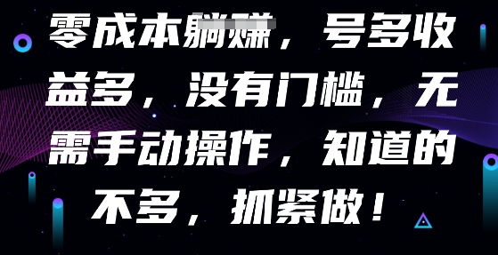 零成本全自动，号多收益多，没有门槛，无需手动-逐梦终点站