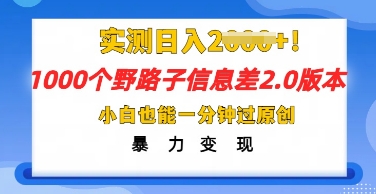 2025抖音1000个野路子信息差最新玩法,一分钟过原创,暴力变现月入几k-逐梦终点站