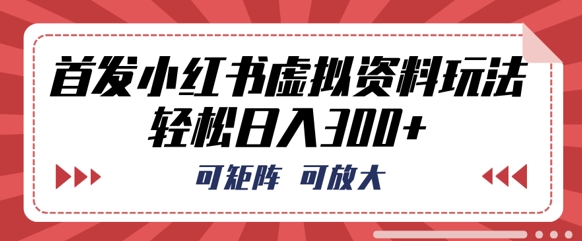 首发小红书虚拟资料玩法,可矩阵,可放大,轻松日入3张-逐梦终点站