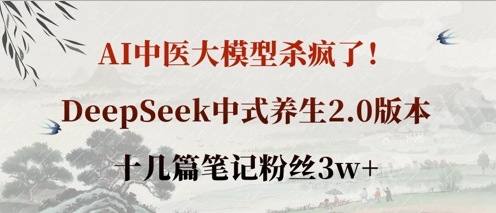 AI中医大模型杀疯了！DeepSeek中式养生2.0版本，十几篇笔记粉丝3w+-逐梦终点站