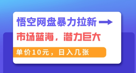 悟空网盘暴力拉新：一单10元，市场空白，日入几张-逐梦终点站