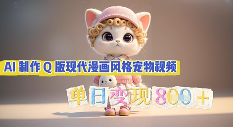 AI制作Q版现代漫画风格宠物视频，单日变现几张-逐梦终点站