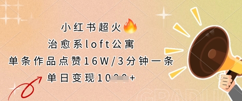 小红书超火的治愈系loft公寓,单条作品点赞16W,3分钟一条,单日变现数张-逐梦终点站